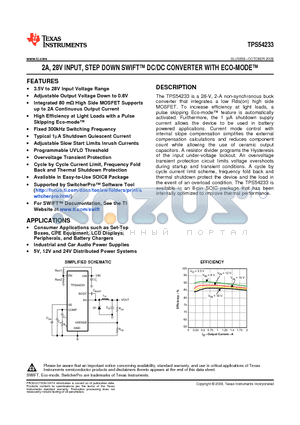 TPS54233DR datasheet - 2A, 28V INPUT, STEP DOWN SWIFT DC/DC CONVERTER WITH ECO-MODE