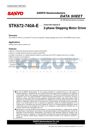 STK672-740A-E datasheet - 2-phase Stepping Motor Driver