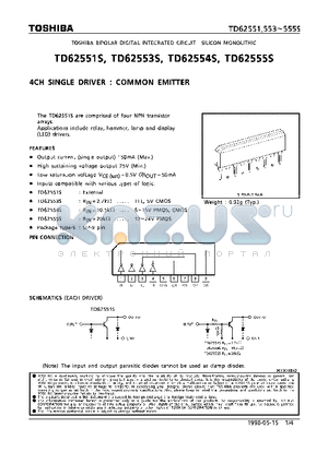 TD62554S datasheet - 4CH SINGLE DRIVER : COMMEN EMITTER