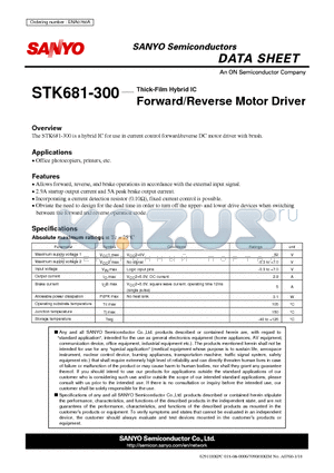 STK681-300 datasheet - Forward/Reverse Motor Driver