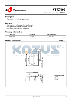 STK7002 datasheet - N-Channel Enhancement-Mode MOSFET