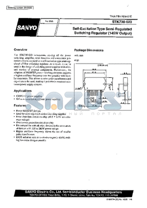 STK730-040 datasheet - Self-Excitation Type Semi-Regulated Switching Regulator (145W Output)