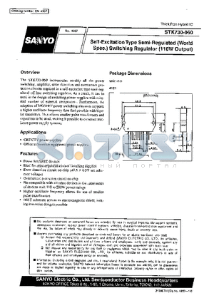 STK730-050 datasheet - Self-Excitation Type Semi-Regulated (World Spec) Switching Regulator (110W Output)