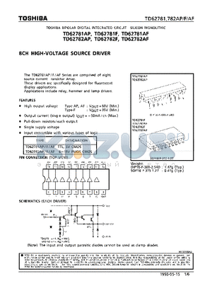 TD62781AP datasheet - 8CH HIGH-VOLTAGE SOURCE DRIVER