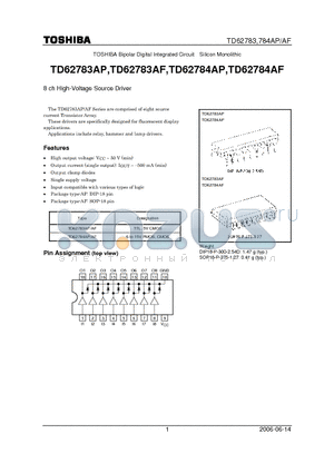 TD62783AF datasheet - 8 ch High-Voltage Source Driver