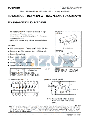 TD62784AFW datasheet - 8CH HIGH-VOLTAGE SOURCE DRIVER