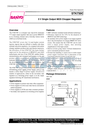 STK730C datasheet - 5 V Single Output MOS Chopper Regulator