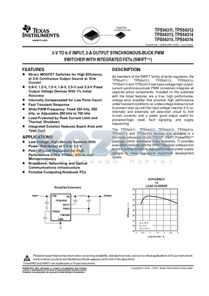 TPS54314PWP datasheet - 3-V TO 6-V INPUT, 3-A OUTPUT SYNCHRONOUS-BUCK PWM SWITCHER WITH INTEGRATED FETs