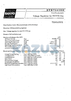 STK73410 datasheet - Voltage Regulator for TV / VTR Use