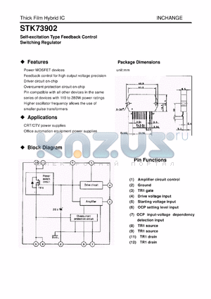 STK73903 datasheet - Self-excitation Type Feedback Control Switching Regulator