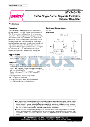 STK740-411 datasheet - 5V/5A Single Output Separate Excitation Chopper Regulator