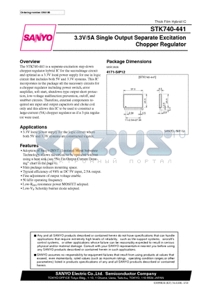 STK740-470 datasheet - 3.3V/5A Single Output Separate Excitation Chopper Regulator