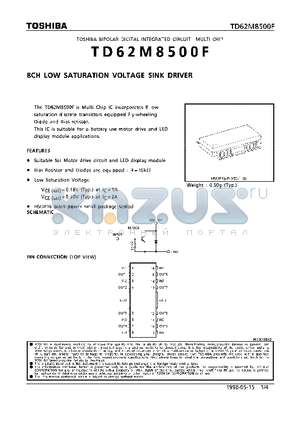 TD62M8500F datasheet - 8CH LOW SATURATION VOLTAGE SINK DRIVER