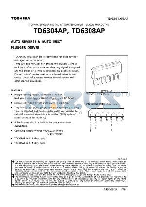 TD6308AP datasheet - AUTO REVERSE & AUTO EJECT PLUNGER DRIVER