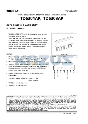 TD6304 datasheet - AUTO REVERSE & AUTO EJECT PLUNGER DRIVER