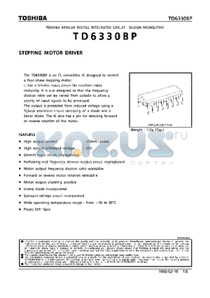 TD6330BP datasheet - STEPPING MOTOR DRIVER