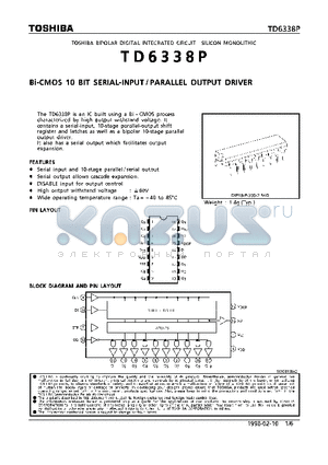 TD6338P datasheet - Bi-CMOS 10 BIT SERIAL-INPUT/PARALLEL OUTPUT DRIVER