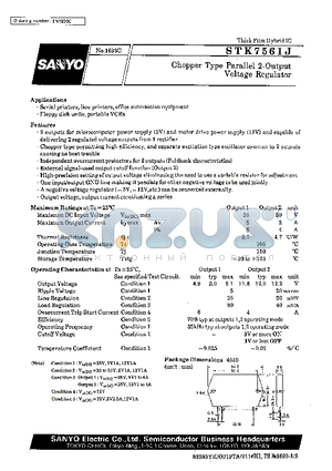 STK7561J datasheet - Chopper Type Parallel 2-Output Voltage Regulator