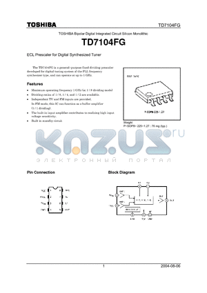 TD7104FG datasheet - ECL Prescaler for Digital Synthesized Tuner