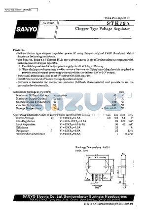 STK795 datasheet - Chopper Type Voltage Regulator