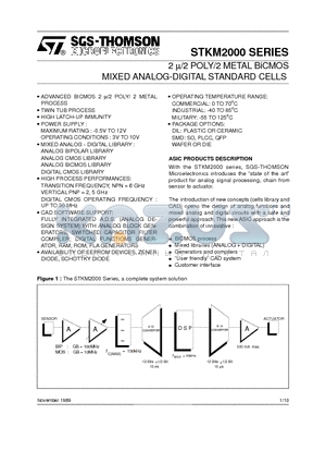 STKM2000 datasheet - 2 u/2 POLY/2 METAL BiCMOS MIXED ANALOG-DIGITAL STANDARD CELLS