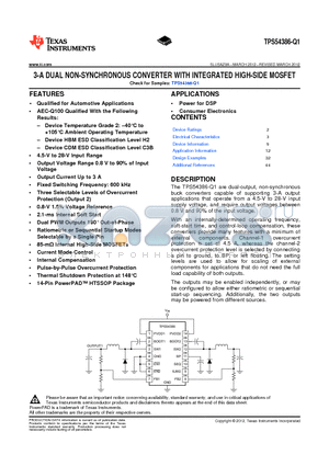 TPS54386TPWPRQ1 datasheet - 3-A DUAL NON-SYNCHRONOUS CONVERTER WITH INTEGRATED HIGH-SIDE MOSFET