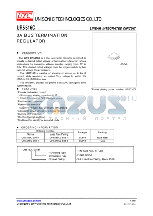 UR5516C datasheet - 3A BUS TERMINATION REGULATOR