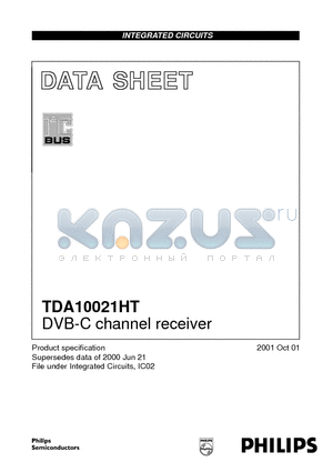 TDA10021 datasheet - DVB-C channel receiver