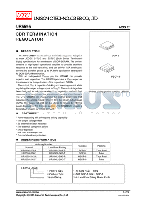 UR5595-SH2-R datasheet - DDR TERMINATION REGULATOR