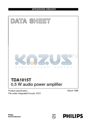 TDA1015T datasheet - 0,5 W audio power amplifier
