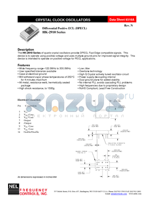 SK-A291C-FREQ datasheet - Differential Positive ECL (DPECL)