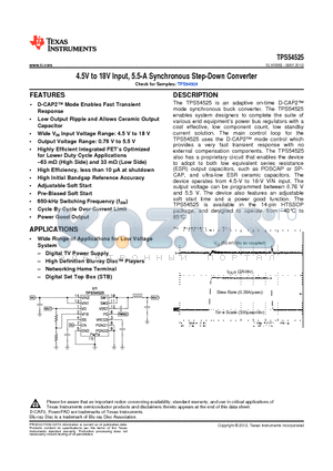 TPS54525 datasheet - 4.5V to 18V Input, 5.5-A Synchronous Step-Down Converter