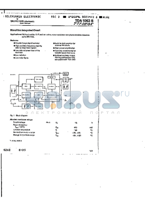 TDA1062S datasheet - MONOLITHIC INTEGRATED CIRCUIT