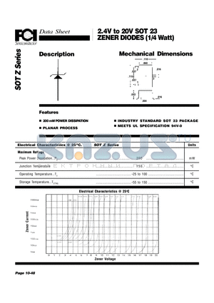 SOT-Z-2.0 datasheet - 2.4V to 20V SOT 23 ZENER DIODES (1/4 Watt)