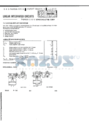 TDA1170S datasheet - TV VERTICAL DEFLECTION SYSTEM