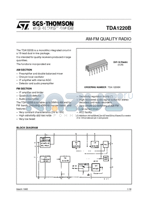 TDA1220 datasheet - AM-FM QUALITY RADIO