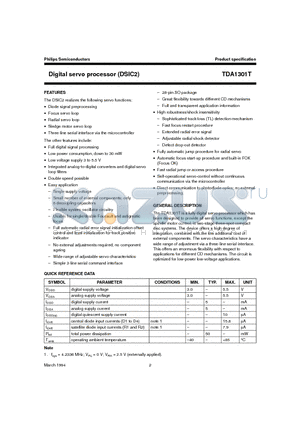 TDA1301 datasheet - Digital servo processor DSIC2