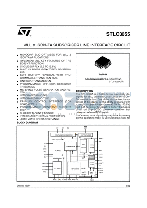 STLC3055QTR datasheet - WLL & ISDN-TA SUBSCRIBER LINE INTERFACE CIRCUIT