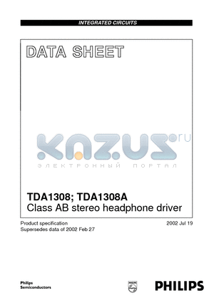 TDA1308A datasheet - Class AB stereo headphone driver