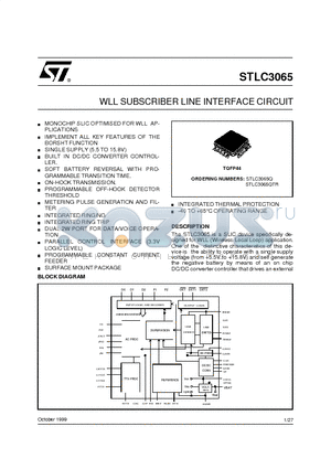 STLC3065 datasheet - WLL SUBSCRIBER LINE INTERFACE CIRCUIT