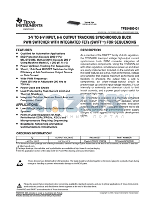TPS54680QPWPRQ1 datasheet - 3-V TO 6-V INPUT, 6-A OUTPUT TRACKING SYNCHRONOUS BUCK PWM SWITCHER WITH INTEGRATED FETs (SWIFT) FOR SEQUENCING