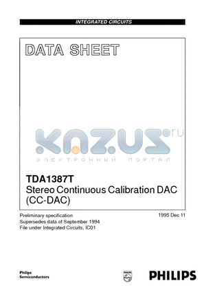 TDA1387 datasheet - Stereo Continuous Calibration DAC CC-DAC