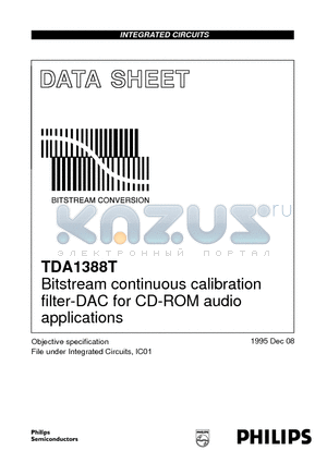 TDA1388TZ datasheet - Bitstream continuous calibration filter-DAC for CD-ROM audio applications