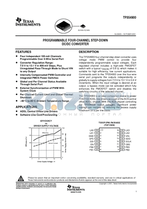 TPS54900PW datasheet - PROGRAMMABLE FOUR-CHANNEL STEP-DOWN DC/DC CONVERTER