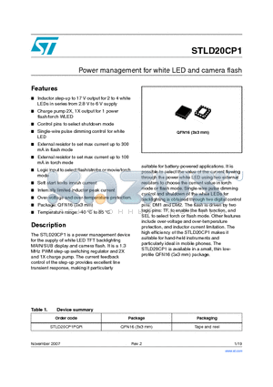 STLD20CP1PQR datasheet - Power management for white LED and camera flash