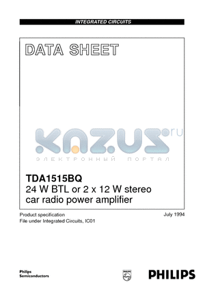 TDA1515BQ datasheet - 24 W BTL or 2 x 12 W stereo car radio power amplifier