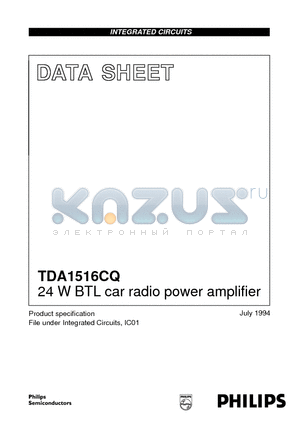 TDA1516CQ datasheet - 24 W BTL car radio power amplifier