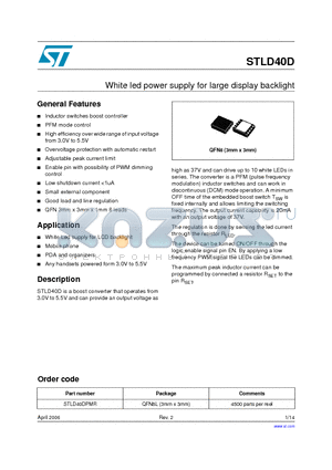 STLD40D datasheet - White led power supply for large display backlight