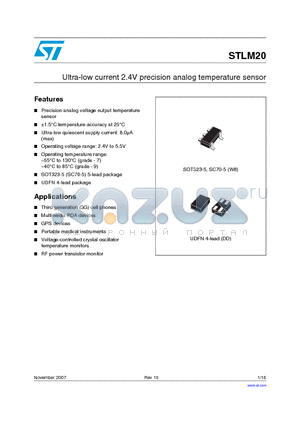 STLM20DD9F datasheet - Ultra-low current 2.4V precision analog temperature sensor