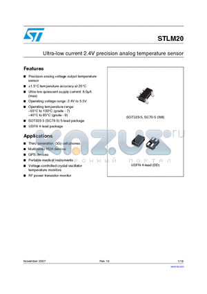 STLM20DD7F datasheet - Ultra-low current 2.4V precision analog temperature sensor